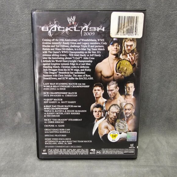 WWE : Backlash 2009 DVD    WWF  Randy Orton   Hardy Boyz  John Cena  B2-23 - Picture 2 of 3